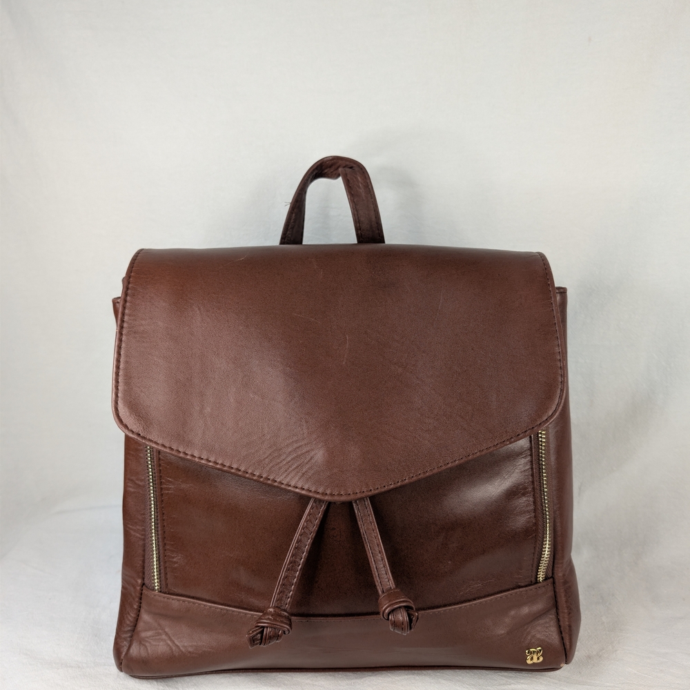 ANDREA Brown Bovine Leather Convertible Backpack Crossbody Bag Made in Mexico